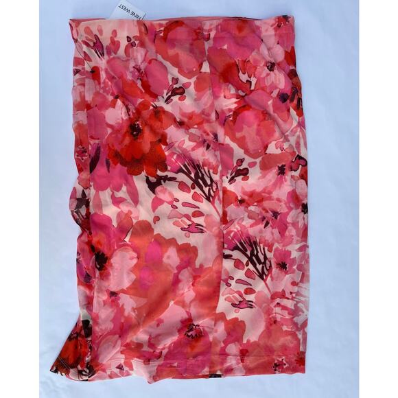 NINE WEST, SIZE L, PINK FLORAL SKIRT, ELASTIC WAIST - Picture 2 of 5